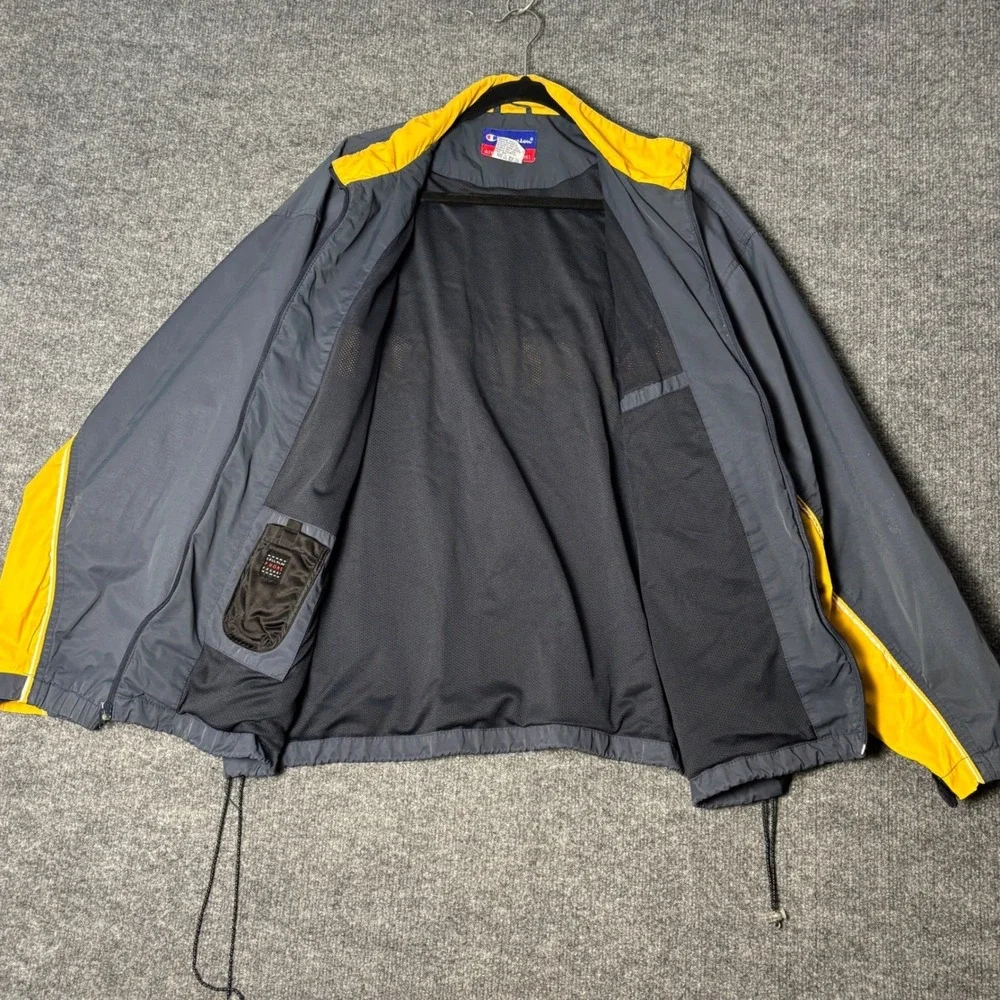 Champion Windbreaker Jacket Men's XL Gray‎ Yellow Colorblock Vintage